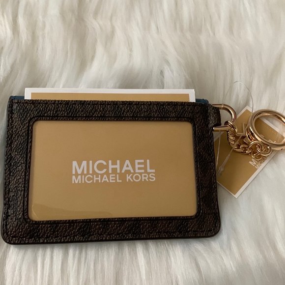 MICHAEL KORS Kala Small Flap Key Ring Card Case Blue - Picture 3 of 3